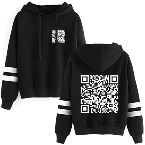 Funny FU QR Code Hoodie Funny Fu Qr Code F-u-ck-You Sweatshirt QR Scan Code Witz Lustiger Top Weihnachten Paar Winter Langarm Grafik Print Hoodies Unisex Freizeitmode Für Jungen Und Mädchen-Black||XS von JNYEHSUI