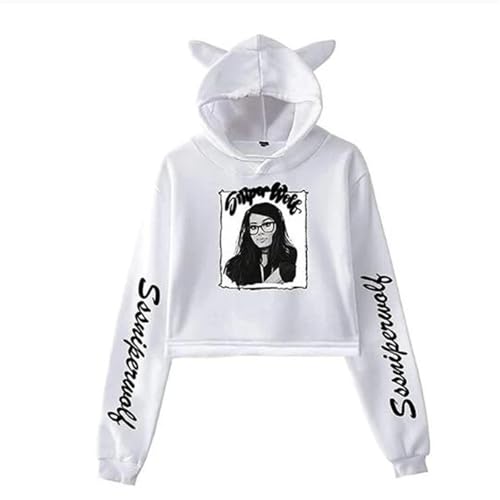 JNYEHSUI Hoodie SSSniperWolf Katzenohren Hoodie Pullover MäDchen Süß Kawaii Cute Katzen Langarm Kapuzenpullover Winter Einfarbig Pulli Flauschig Warm Kapuzenpulli Pullover XS-3XL-Black||XS von JNYEHSUI