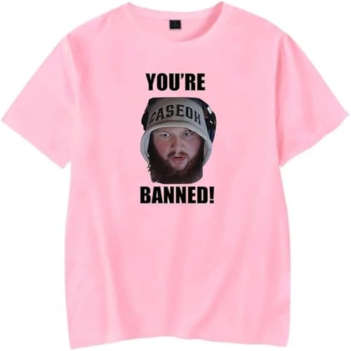 JNYEHSUI T-Shirt Caseoh T-Shirt You're Banned Kurzarm Unisex Rundhals Ausschnitt Kurzarm lustige lässiges T-Shirt Frauen Männer Streetwear Lose Tops Mode Kleidung Harajuku-T-Shirt XS-3XL-black||XS von JNYEHSUI