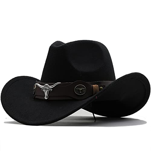 JOELEW Cowboy Hut Damen Herren Chapeu Western Cowboyhut Gentleman Jazz Sombrero Hombre Cap Dad Cowgirl Hüte Größe, Schwarz, 56-58 cm von JOELEW