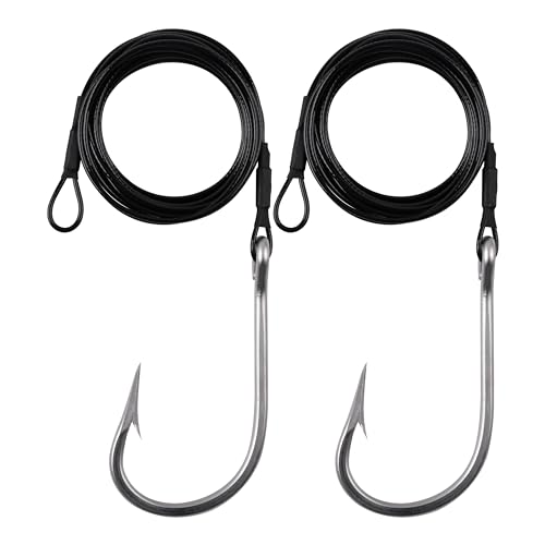 Fishing Shark Rig Big Game Edelstahl Angelhaken mit 181,4 kg Nylon beschichtetes Kabel Vorfach Takelage Surf Shark Angeln Rigs für Hai Thunfisch Salzwasser Angeln Fishing Shark Rig Big Game Edelstahl Angelhaken mit 181,4 kg Nylon beschichtetes Kabel Vorfach Takelage Surf Shark Angeln Rigs für Hai Thunfisch Salzwasser Angeln von JOGFFDE
