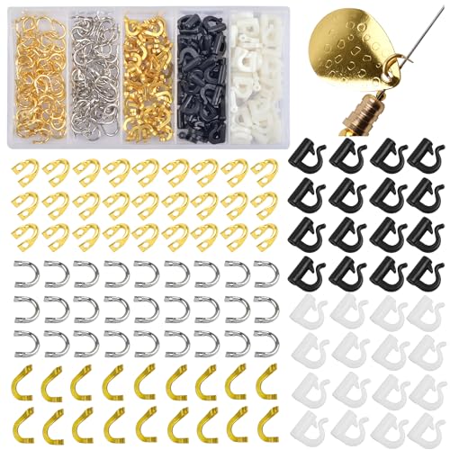 Gabelkopf zum einfachen Drehen, Gabelkopf-Set, 260 Stück, Spinner-Klingen, gefaltete Gabelköpfe, Kunststoff, Schnellverschlüsse für Köder, Angellöffel, Spinnerbait-Teile, Zubehör, von JOGFFDE