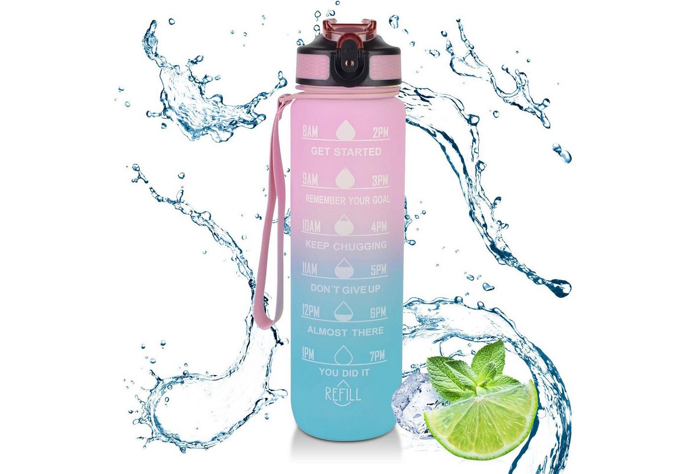 JOHNRAMBO Trinkflasche BPA-Frei, 1L Auslaufsicher Sport Wasserflasche von JOHNRAMBO