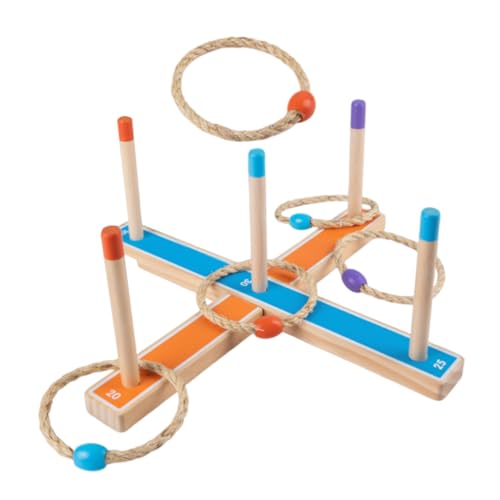 JOINPAYA 2 Sätze mit Wurf Ringen holzspielzeug interaktives -Spielmatte Autospielzeug für Kleinkinder Outdoor-Wurfringe zum Werfen von Ringen hölzern von JOINPAYA