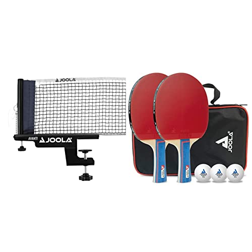 JOOLA 31009 Unisex – Erwachsene TT-Netzgarnitur Avanti Tischtennisnetz, schwarz, 152cm & 54820 Tischtennis-Set Duo Bestehend aus 2 Tischtennisschläger+3Tischtennisbälle+1Aufbewahrungstasche,mehrfarbig JOOLA 31009 Unisex – Erwachsene TT-Netzgarnitur Avanti Tischtennisnetz, schwarz, 152cm & 54820 Tischtennis-Set Duo Bestehend aus 2 Tischtennisschläger+3Tischtennisbälle+1Aufbewahrungstasche,mehrfarbig von JOOLA