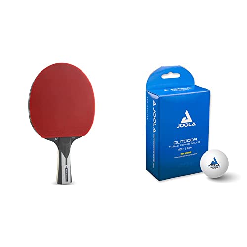JOOLA 54206 Tischtennisschläger Carbon X Pro, 2 MM Schwammstärke, Schwarz/Grau & 42183 Tischtennisbälle Outdoor 40+ mm Tischtennis-Trainings-Bälle, Weiss, 12 Stück JOOLA 54206 Tischtennisschläger Carbon X Pro, 2 MM Schwammstärke, Schwarz/Grau & 42183 Tischtennisbälle Outdoor 40+ mm Tischtennis-Trainings-Bälle, Weiss, 12 Stück von JOOLA