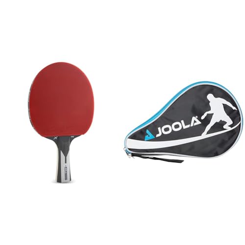 JOOLA 54206 Tischtennisschläger Carbon X Pro ITTF genehmigter Profi 7 Sterne, 2 MM Schwarz/Grau & Unisex – Erwachsene TT-Hülle Pocket Schlägerhülle, Blue, One Size von JOOLA