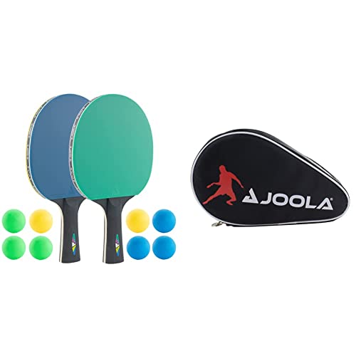 JOOLA 54814 Tischtennis-Set COLORATO & 80505 Tischtennisschläger Hülle Pocket Double Tischtennishülle für 2 Wasserabweisende Tischtennistasche, Schwarz/Rot, 28 x 17 x 4 cm von JOOLA