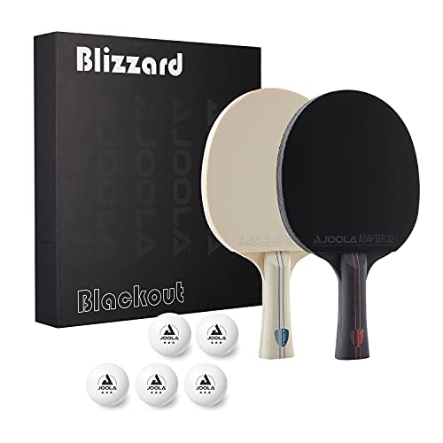 JOOLA Blizzard & Blackout – Wettkampf Ping Pong Paddel Set – beinhaltet 2 Tischtennisschläger, 5 Ping Pong Bälle und Aufbewahrungsbox – für drinnen und draußen geeignet von JOOLA