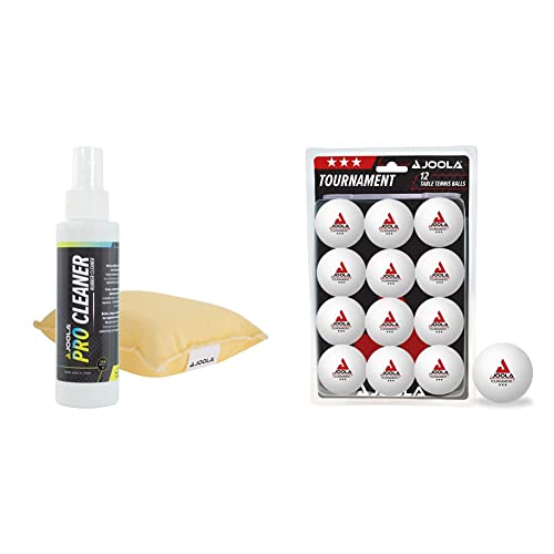 JOOLA Tischtennis Reinigungsset PRO Cleaner Belag Reiniger und Reinigungsschwamm, transparent, 125ml & Tischtennisbälle Tournament 3-Stern Selektierte 40+mm Durchmesser Premium, Weiss, 12 Stück JOOLA Tischtennis Reinigungsset PRO Cleaner Belag Reiniger und Reinigungsschwamm, transparent, 125ml & Tischtennisbälle Tournament 3-Stern Selektierte 40+mm Durchmesser Premium, Weiss, 12 Stück von JOOLA