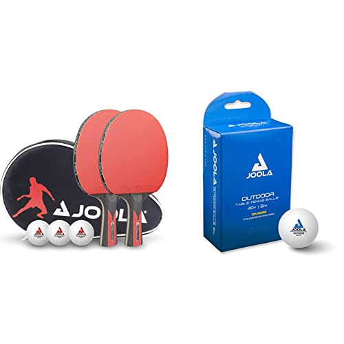 JOOLA Tischtennis Set Duo Carbon 2 Tischtennisschläger+3 Tischtennisbälle + Tischtennishülle, rot/schwarz, 6-teilig & 42183 Tischtennisbälle Outdoor 40+ mm Tischtennis-Trainings-Bälle, Weiss, 12 Stück JOOLA Tischtennis Set Duo Carbon 2 Tischtennisschläger+3 Tischtennisbälle + Tischtennishülle, rot/schwarz, 6-teilig & 42183 Tischtennisbälle Outdoor 40+ mm Tischtennis-Trainings-Bälle, Weiss, 12 Stück von JOOLA