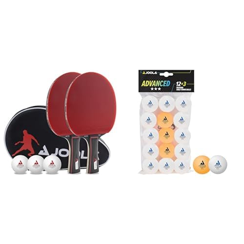 JOOLA Tischtennis Set Duo PRO & 44206 Tischtennisbälle 3 Sterne Training Advanced 40+ mm Durchmesser Premium Tischtennis Bälle, weiß/orange, 15 Stück JOOLA Tischtennis Set Duo PRO & 44206 Tischtennisbälle 3 Sterne Training Advanced 40+ mm Durchmesser Premium Tischtennis Bälle, weiß/orange, 15 Stück von JOOLA