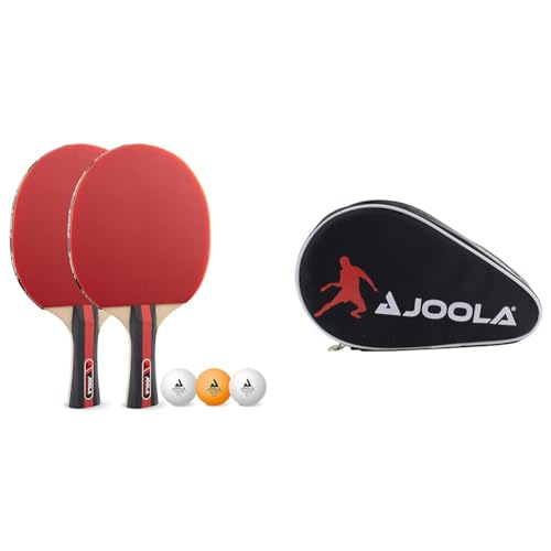 JOOLA Tischtennis Set Rosskopf 2 Tischtennisschläger + 3 Tischtennisbälle 40+mm, rot/schwarz, 5-teilig & 80505 Tischtennisschläger Hülle Pocket Double Tischtennishülle JOOLA Tischtennis Set Rosskopf 2 Tischtennisschläger + 3 Tischtennisbälle 40+mm, rot/schwarz, 5-teilig & 80505 Tischtennisschläger Hülle Pocket Double Tischtennishülle von JOOLA