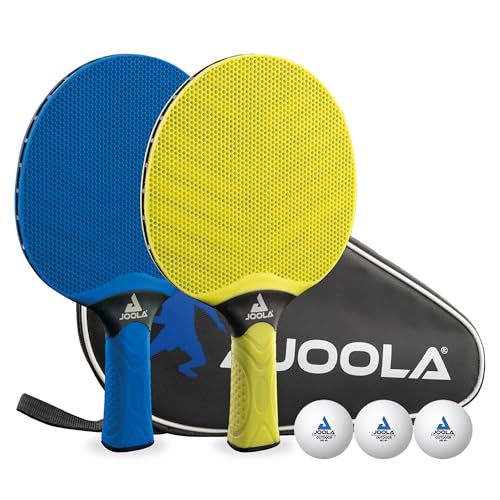 JOOLA Tischtennis Set Vivid Outdoor 2 Tischtennisschläger + 3 Tischtennisbälle + Tischtennishülle, Lime/blau, 6-teilig JOOLA Tischtennis Set Vivid Outdoor 2 Tischtennisschläger + 3 Tischtennisbälle + Tischtennishülle, Lime/blau, 6-teilig von JOOLA