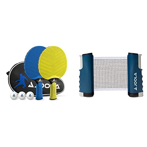 JOOLA Tischtennis Set Vivid Outdoor & ausziehbares tragbares Tischtennisnetz Connect, Set (verstellbare Länge) – Spielen Sie Tischtennis überall, blau, M von JOOLA