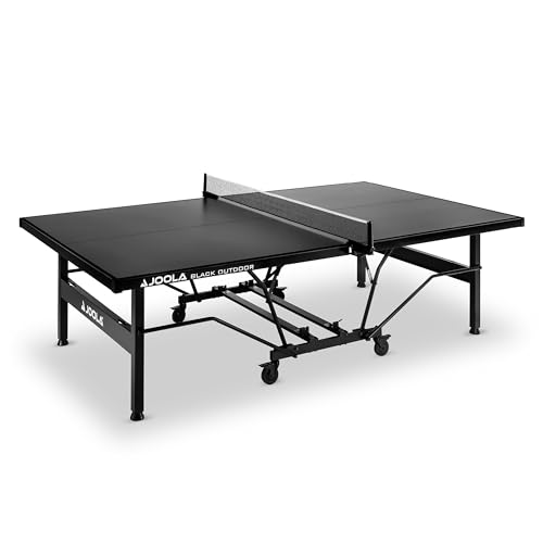 JOOLA Tischtennisplatte BLACK OUTDOOR, Wetterfest, Mobile & Klappbarer Tischtennistisch | 6mm Aluminium Plattenstärke | Inklusive Netz , schwarz, 274 x 152,5 x 76 cm von JOOLA