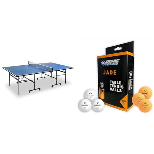 JOOLA Tischtennisplatte Inside 13 Tischtennistisch Indoor klappbares Untergestell & Schildkröt 618045 Unisex – Erwachsene Donic Tischtennisball Jade, Poly 40+ Qualität von JOOLA