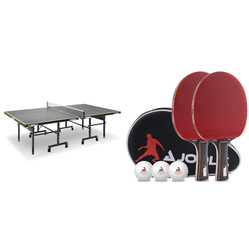 JOOLA Tischtennisplatte Inside J18 Tischtennistisch Indoor klappbares Untergestell & Tischtennis Set Duo PRO 2 Tischtennisschläger + 3 Tischtennisbälle + Tischtennishülle, rot/schwarz, 6-teilig JOOLA Tischtennisplatte Inside J18 Tischtennistisch Indoor klappbares Untergestell & Tischtennis Set Duo PRO 2 Tischtennisschläger + 3 Tischtennisbälle + Tischtennishülle, rot/schwarz, 6-teilig von JOOLA