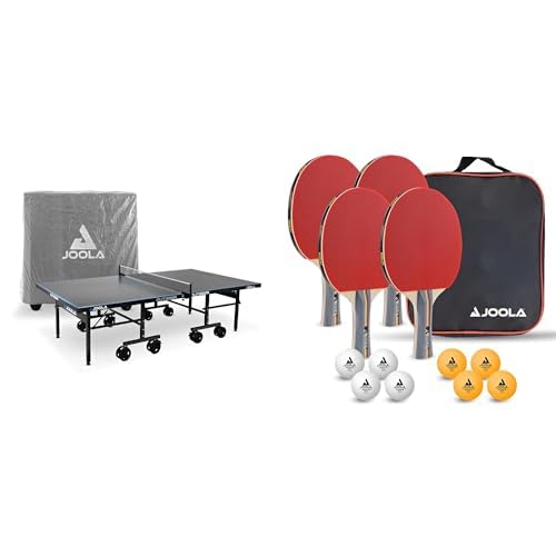 JOOLA Tischtennisplatte Outdoor Aluminium PRO Wetterfest mit Tisch Abdeckung & Unisex – Erwachsene Tisch Tennis-Set-54825 Tennis-Set, mehrfarbik, One Size von JOOLA