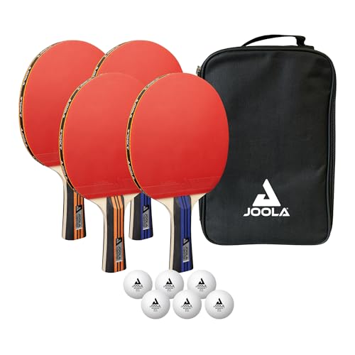 JOOLA Tischtennisset Family Advanced, 4 Tischtennisschläger + 6 Tischtennisbälle 3Star + Tragetasche, Advanced Level, 28x18x8cm von JOOLA