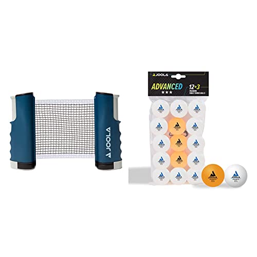 JOOLA ausziehbares tragbares Tischtennisnetz Connect & 44206 Tischtennisbälle 3 Sterne Training Advanced 40+ mm Durchmesser Premium Tischtennis Bälle, weiß/orange, 15 Stück JOOLA ausziehbares tragbares Tischtennisnetz Connect & 44206 Tischtennisbälle 3 Sterne Training Advanced 40+ mm Durchmesser Premium Tischtennis Bälle, weiß/orange, 15 Stück von JOOLA