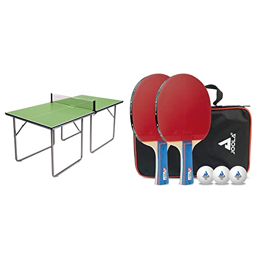 Joola Unisex – Erwachsene Midsize Tischtennisplatte 19115, grün, 168x84x76 & 54820 Tischtennis-Set Duo Bestehend aus 2 Tischtennisschläger+3Tischtennisbälle+1Aufbewahrungstasche,Mehrfarbig,OneSize Joola Unisex – Erwachsene Midsize Tischtennisplatte 19115, grün, 168x84x76 & 54820 Tischtennis-Set Duo Bestehend aus 2 Tischtennisschläger+3Tischtennisbälle+1Aufbewahrungstasche,Mehrfarbig,OneSize von JOOLA