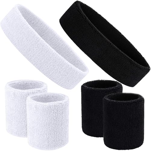 6 Stück Schweißband Set rutschfeste Elastische Sportstirnband Unisex Feuchtigkeitsableitendes Handgelenk Sport Stirnband Sweatband für Laufen, Yoga, Fußball von JOOTUEPO