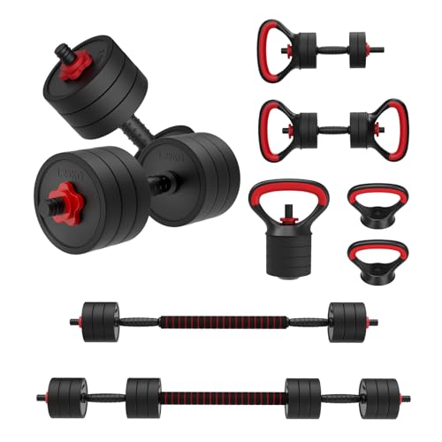 JOROTO Einstellbare Hantel Set, Gewichte Hanteln Set mit Stecker, 4 in1 Workout Gewicht Set für Home Gym verwendet als Langhantel, Kettlebells, Push up Stand, Männer Frauen Übung Fitnessgeräte JOROTO Einstellbare Hantel Set, Gewichte Hanteln Set mit Stecker, 4 in1 Workout Gewicht Set für Home Gym verwendet als Langhantel, Kettlebells, Push up Stand, Männer Frauen Übung Fitnessgeräte von JOROTO