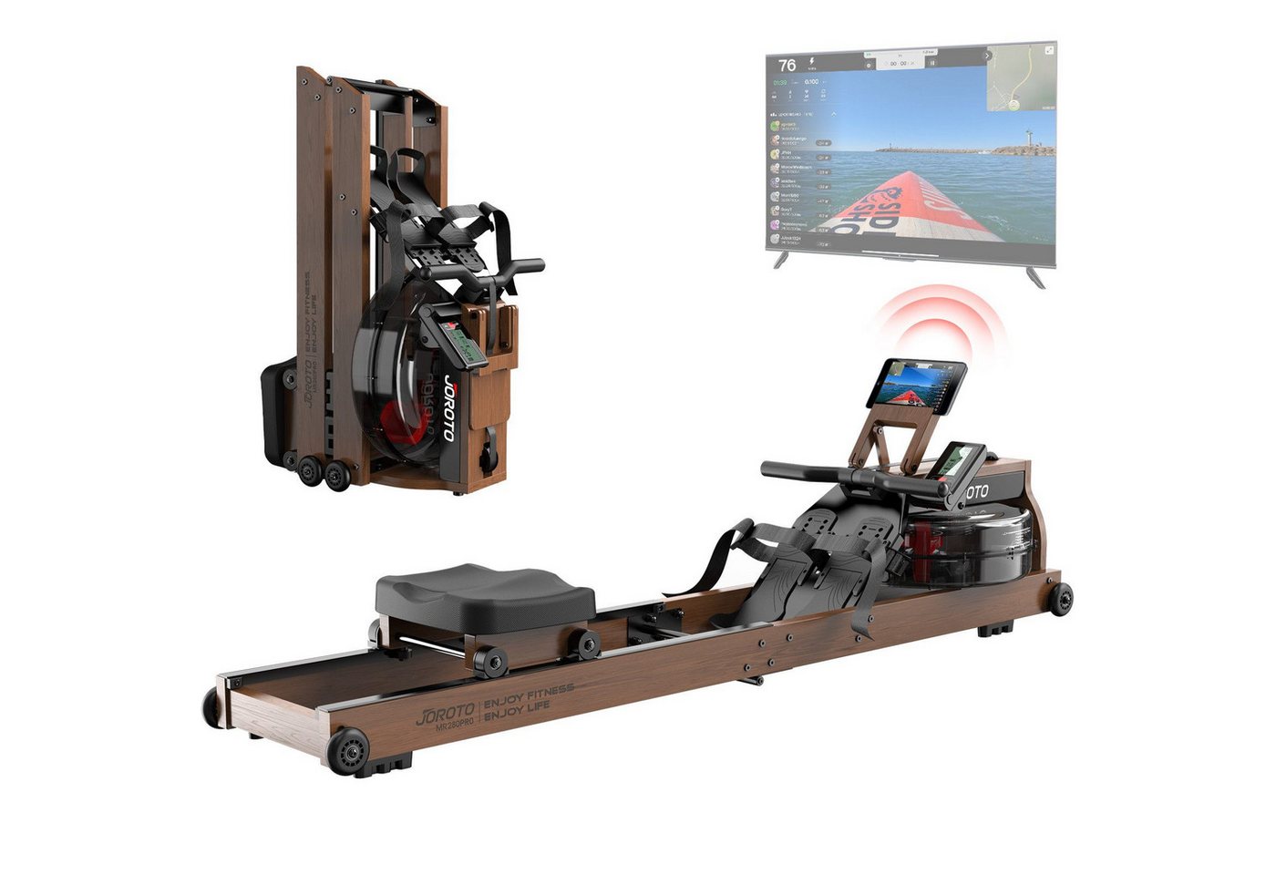 JOROTO Rudergerät für Zuhause Wasserrudergerät aus Holz, aus Eiche, Klappbares Rudergerät für zu Hause mit Bluetooth Display JOROTO Rudergerät für Zuhause Wasserrudergerät aus Holz, aus Eiche, Klappbares Rudergerät für zu Hause mit Bluetooth Display von JOROTO