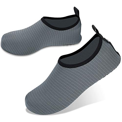 JOTO Wasserschuhe für Damen Herren Kinder, Unisex Badeschuhe Strandschuhe Quick-Dry Schnelltrockend Aquaschuhe Schwimmschuhe Surfschuhe Barfuß Schuhe Dunkelgrau/ 38-39 von JOTO