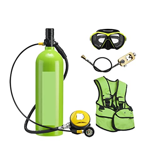 JOXLOVER Mini-Tauchflasche, Outdoor-Tauch-Atemschutzgerät, 2 L, for Erwachsene, Schwimmen, Sauerstoffflasche, Freizeit Und Unterhaltung für Unterwassererkundungsrettung (Color : Green, Size : B) von JOXLOVER