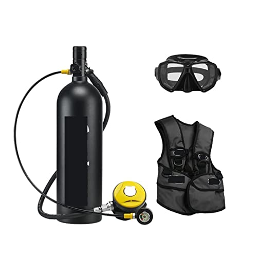 JOXLOVER Mini-Tauchflasche, Outdoor-Tauch-Atemschutzgerät, 2 L, for Erwachsene, Schwimmen, Sauerstoffflasche, Freizeit Und Unterhaltung für Unterwassererkundungsrettung (Color : Noir, Size : A) von JOXLOVER
