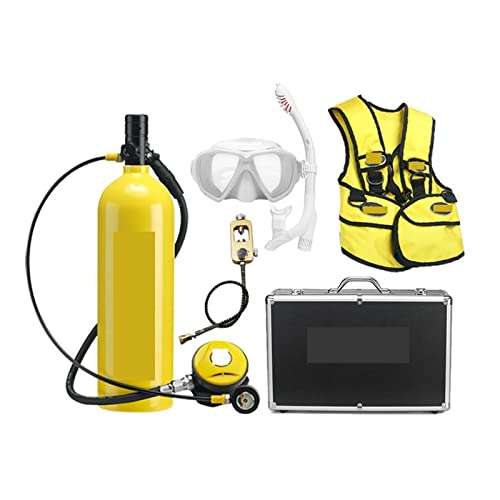 JOXLOVER Mini-Tauchflasche, Outdoor-Tauch-Atemschutzgerät, 2 L, for Erwachsene, Schwimmen, Sauerstoffflasche, Freizeit Und Unterhaltung für Unterwassererkundungsrettung (Color : Yellow, Size : D) von JOXLOVER