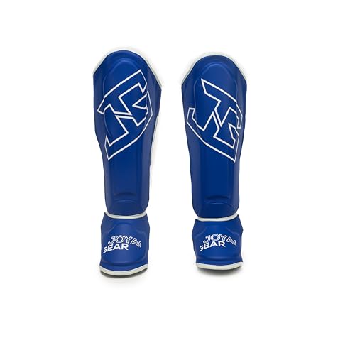 JOYA Premium Schienbeinschoner Kickboxen - Blau L - Traditionell handgemacht in Thailand aus hochwertigem Leder - Kampfsport Sparring Schienbeinschutz - Schienbeinschützer - Joya Fight Gear von JOYA GEAR