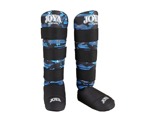 JOYA Schienbeinschoner Kickboxen Kinder - CAMO V2 - Blau S - Hergestellt aus hochwertigem PU-Leder - Kampfsport Sparring Schienbeinschutz - Schienbeinschützer - Muay Thai Kickboxen - Joya Fight Gear von JOYA GEAR