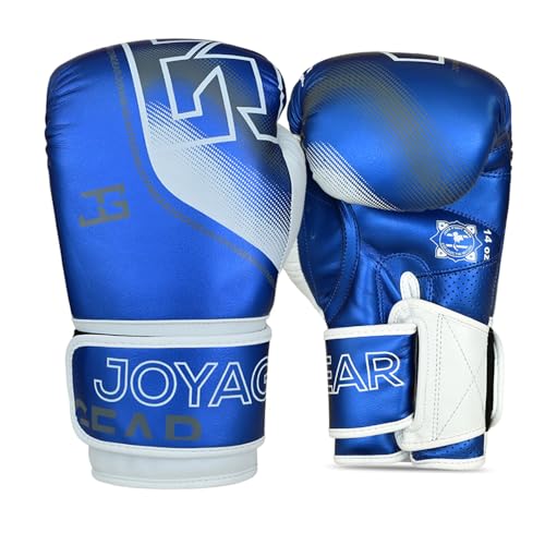 JOYAGEAR Kickbox Handschuhe Evolution - Blau & Weiß - 16 oz - Hergestellt aus thailändischem Mikrofaser - Kampfsport Sparring Handschuhe - Muay Thai Kickboxen - mit mehrschichtiger Polsterung von JOYA GEAR