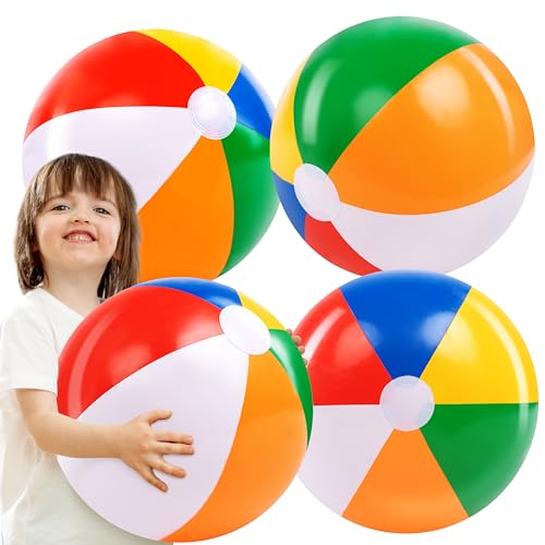 JOYIN 4 Stück Dia 20"/50cm Wasserball aufblasbar, große Regenbogen-Strandbälle, Wasserball Kinder und Erwachsene Sommer-Pool-Party-Spielzeug, Strandspielzeug, Party Favors JOYIN 4 Stück Dia 20"/50cm Wasserball aufblasbar, große Regenbogen-Strandbälle, Wasserball Kinder und Erwachsene Sommer-Pool-Party-Spielzeug, Strandspielzeug, Party Favors von JOYIN