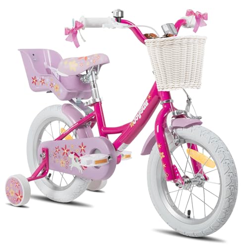 JOYSTAR Einhorn 14 Zoll Kinder Fahrrad für 3 4 5 Jahre Mädchen mit Puppe Fahrradsitz Kinder Prinzessin Fahrrad mit Stützrädern Korb Streamer Kleinkind Fahrrad,violett JOYSTAR Einhorn 14 Zoll Kinder Fahrrad für 3 4 5 Jahre Mädchen mit Puppe Fahrradsitz Kinder Prinzessin Fahrrad mit Stützrädern Korb Streamer Kleinkind Fahrrad,violett von JOYSTAR