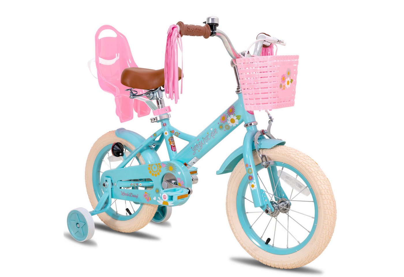 JOYSTAR Kinderfahrrad 12, 14, 16 Zoll Mädchenfahrrad, 3 - 8 Jahre,Geschenk für Prinzessin, 1 Gang, Mit Hilfsrädern, farbigen Bändern, Korb, Reflektor, Kettenabdeckung JOYSTAR Kinderfahrrad 12, 14, 16 Zoll Mädchenfahrrad, 3 - 8 Jahre,Geschenk für Prinzessin, 1 Gang, Mit Hilfsrädern, farbigen Bändern, Korb, Reflektor, Kettenabdeckung von JOYSTAR