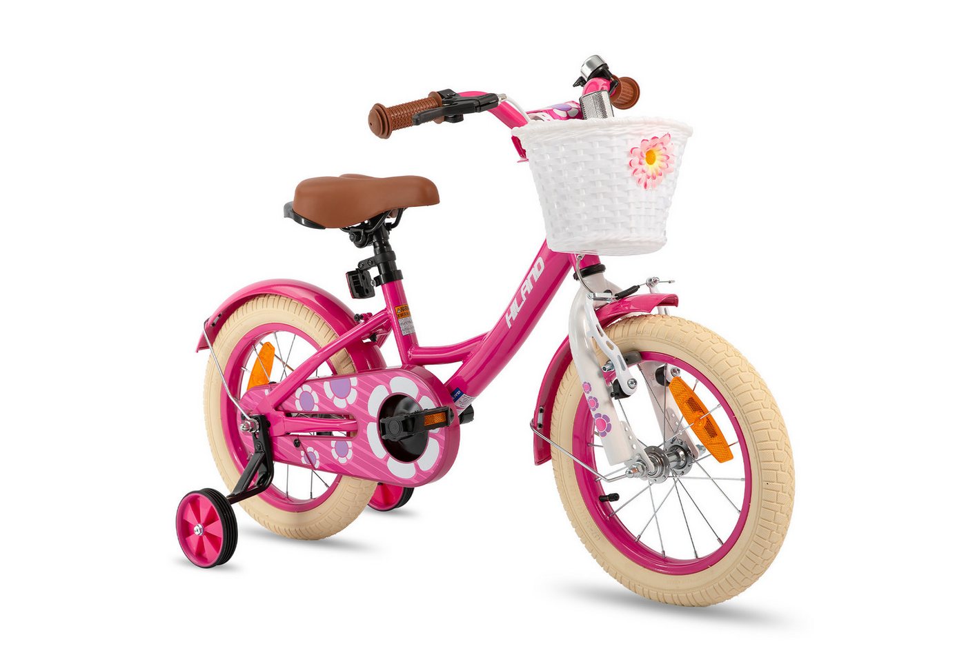 HILAND Kinderfahrrad Petal 12/14/16 Zoll Mädchenfahrrad, Kinderfahrrad für Mädchen, mit Korb und Stützrädern, Kotflügel, Hilfsrad, Fahrradklingel HILAND Kinderfahrrad Petal 12/14/16 Zoll Mädchenfahrrad, Kinderfahrrad für Mädchen, mit Korb und Stützrädern, Kotflügel, Hilfsrad, Fahrradklingel von HILAND