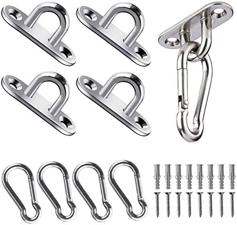 JOYUE Edelstahl Augplatte und Edelstahl Karabiner, Edelstahl Decksplatte Karabinerhaken, Premium Ösenplatte für Sonnensegel, Hängesessel, Wand-Befestigung, Decken-Befestigung, Wand-Haken JOYUE Edelstahl Augplatte und Edelstahl Karabiner, Edelstahl Decksplatte Karabinerhaken, Premium Ösenplatte für Sonnensegel, Hängesessel, Wand-Befestigung, Decken-Befestigung, Wand-Haken von JOYUE