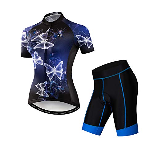 Damen Fahrradtrikot-Set, T-Shirt, reflektierend, 5D gepolsterte Shorts, S - 3XL, CF2001, 38 von JPOJPO