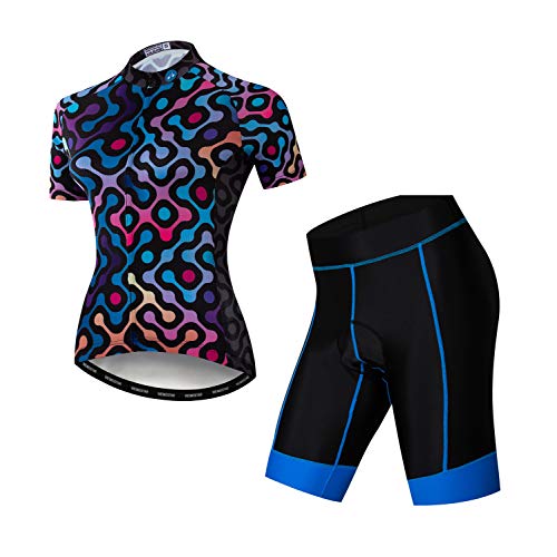 Damen Fahrradtrikot-Set, T-Shirt, reflektierend, 5D gepolsterte Shorts, S - 3XL, CF2064, 38 Damen Fahrradtrikot-Set, T-Shirt, reflektierend, 5D gepolsterte Shorts, S - 3XL, CF2064, 38 von JPOJPO