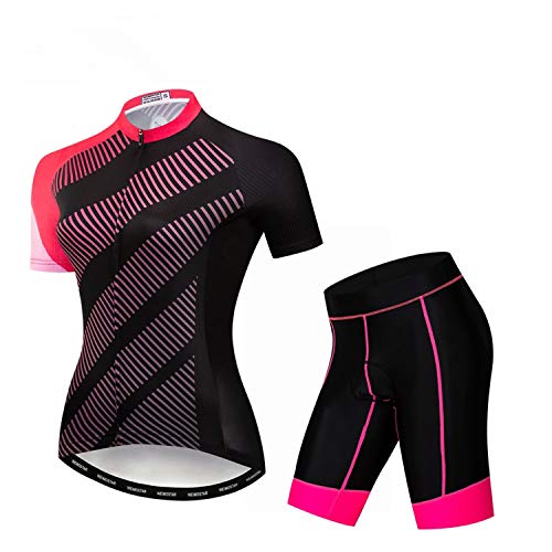 Damen Fahrradtrikot-Set, T-Shirt, reflektierend, 5D gepolsterte Shorts, S - 3XL, Cf2037, 42 von JPOJPO