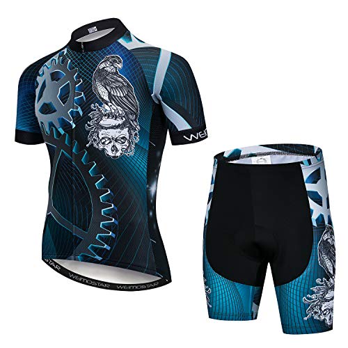 Herren Fahrradkleidung-Set, Motiv: Totenkopf, Fahrradtrikot und Fahrradshorts mit 5D-Gel-Polsterung, reflektierend, schnell trocknend XXL CD5212 Herren Fahrradkleidung-Set, Motiv: Totenkopf, Fahrradtrikot und Fahrradshorts mit 5D-Gel-Polsterung, reflektierend, schnell trocknend XXL CD5212 von JPOJPO