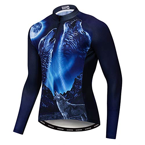 Herren Langarm Radtrikot Radfahren Cycling Jersey Schädel Pro Team Bike Bekleidung Fahrrad Sport T-Shirt Tops von JPOJPO