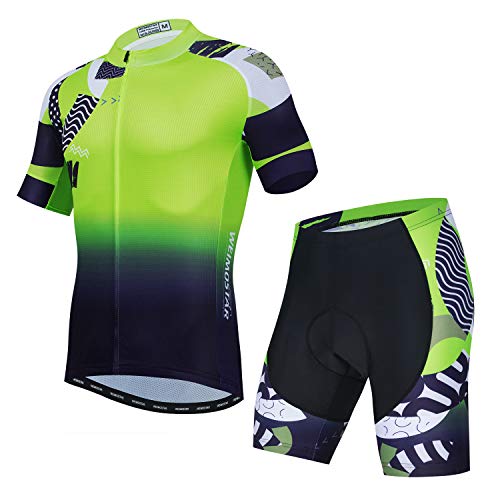 JPOJPO Herren Radtrikot Set Bike Kurzarm + 5D Gepolsterte Shorts Sommer Schnelltrocknend S-3XL von JPOJPO