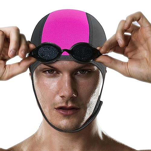 Badekappen für Damen - 2,5 mm Neopren-Thermo-Bademütze | Thermo-Kopfbedeckung, Bademütze mit Selbstklebendem Riemen, verstellbare Beanie-Badehaube für Männer und Frauen von JPSDOWS