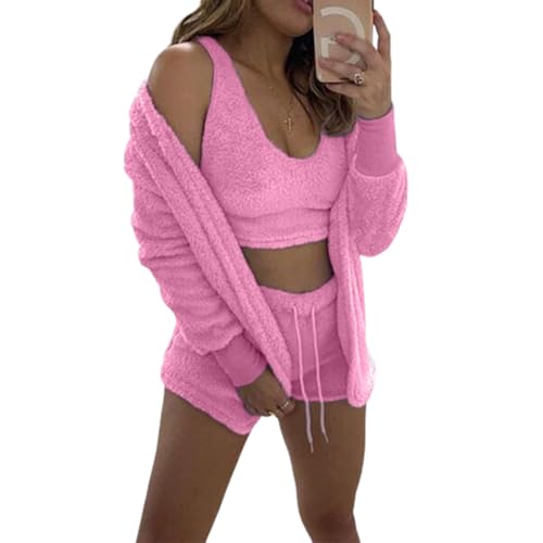 JPSSJGYH Miss Cosy Strickset 3-teilig, Miss Cozy 3 Stück, Sexy warme 3-teilige Outfits für Damen Pyjamas (E,Medium) von JPSSJGYH