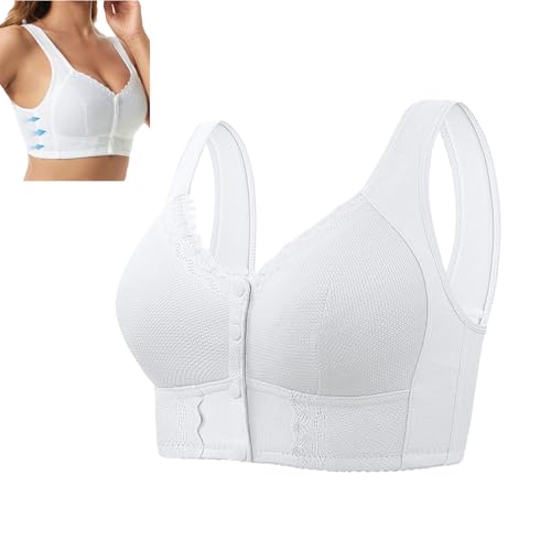 JPSSJGYH Nahtloser Damen-BH, Bügel-BHS mit Frontverschluss, Bequeme Push-Up-BHS (White,48/110) von JPSSJGYH